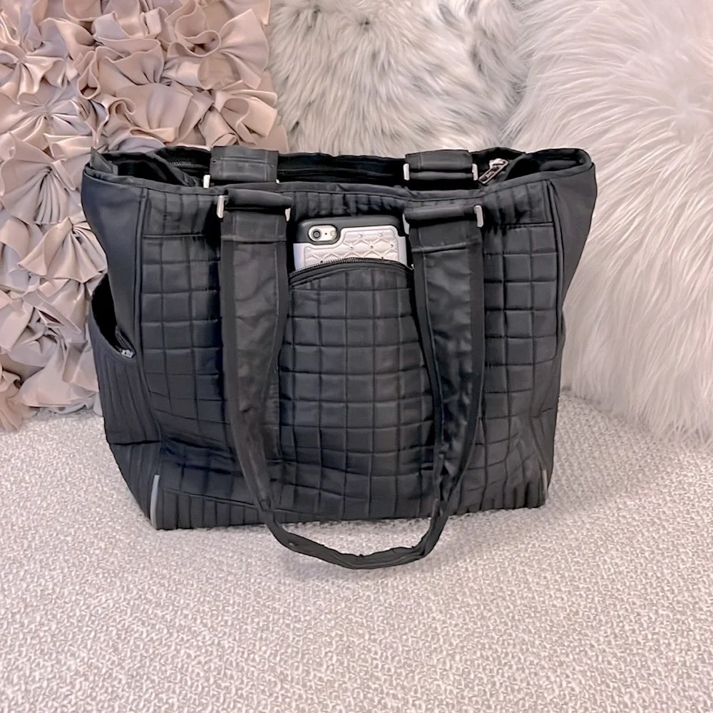 Lug Black Quilted Two Handle Tote Bag Carry On Luggage